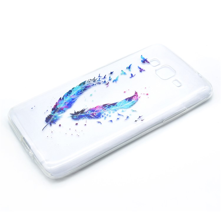 Acessório de capa TPU de impressão padrão para Samsung Galaxy J2 Prime / grande principal positivo / principal(2016) - Padrão de penas-2