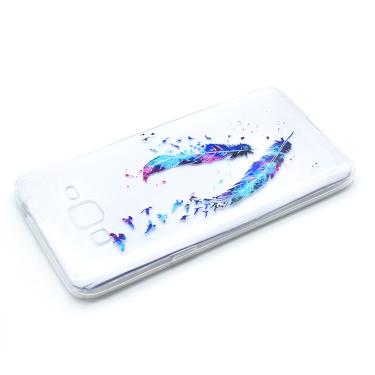Acessório de capa TPU de impressão padrão para Samsung Galaxy J2 Prime / grande principal positivo / principal(2016) - Padrão de penas-3