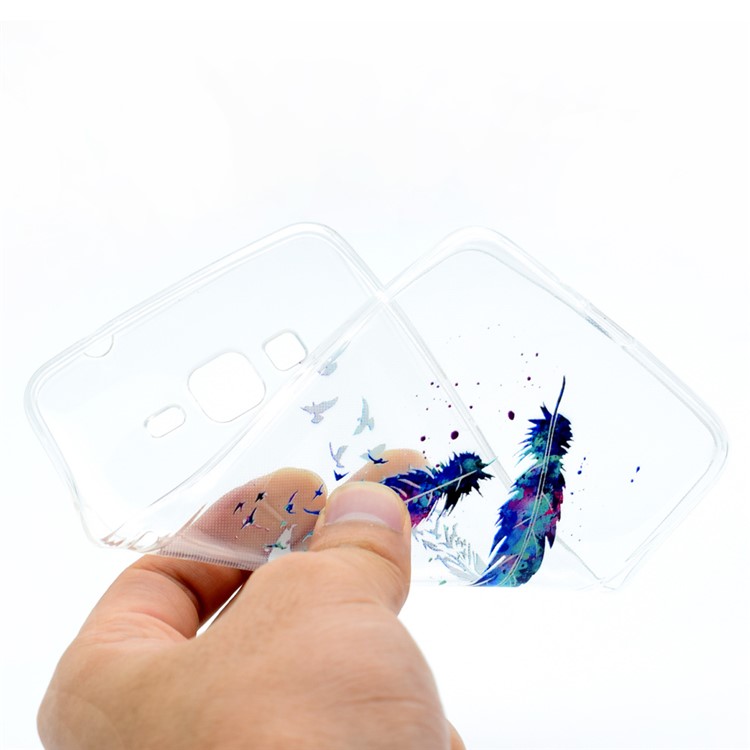 Acessório de capa TPU de impressão padrão para Samsung Galaxy J2 Prime / grande principal positivo / principal(2016) - Padrão de penas-5