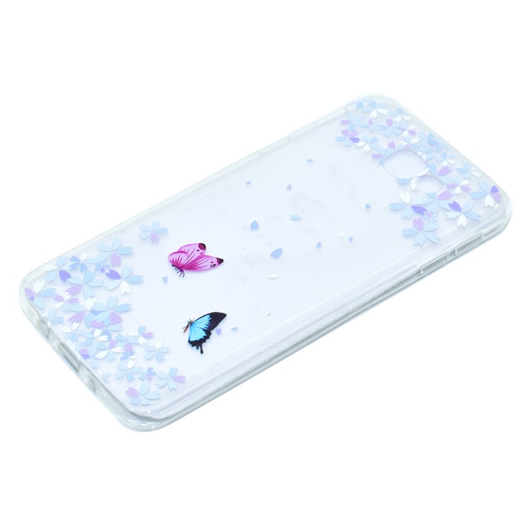 Patterned Clear TPU Mobile Cover for Samsung Galaxy A3 (2017) - Butterflies and Florets-2