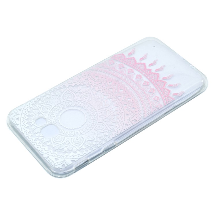 Patterned Clear TPU Phone Accessory Cover for Samsung Galaxy A3 (2017) - Pink Mandala Flower-3