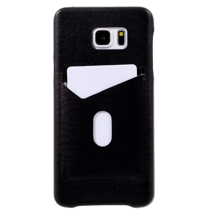 G-CASE Ostrich Texture Leather Coated PC Mobile Case for Samsung Galaxy Note5 N920 with Card Slot - Black-2