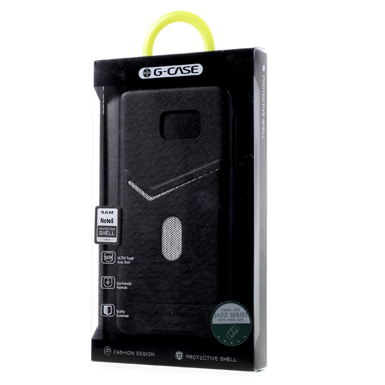 G-CASE Ostrich Texture Leather Coated PC Mobile Case for Samsung Galaxy Note5 N920 with Card Slot - Black-6