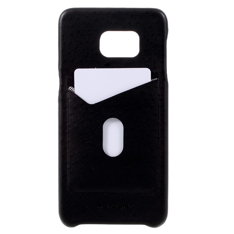 G-CASE for Samsung Galaxy S6 Edge+ G928 Ostrich Texture Leather Coated PC Phone Case with Card Holder - Black-1