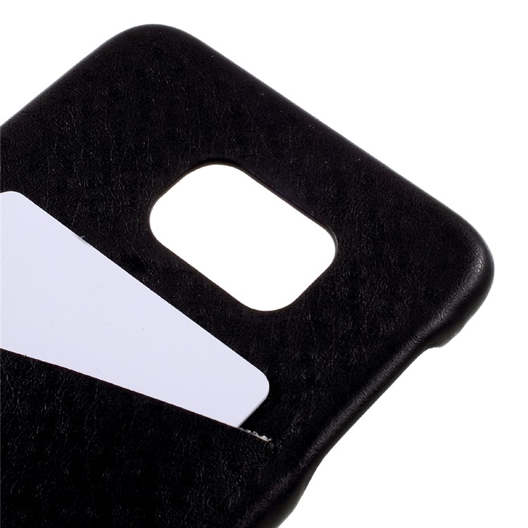 G-CASE for Samsung Galaxy S6 Edge+ G928 Ostrich Texture Leather Coated PC Phone Case with Card Holder - Black-4
