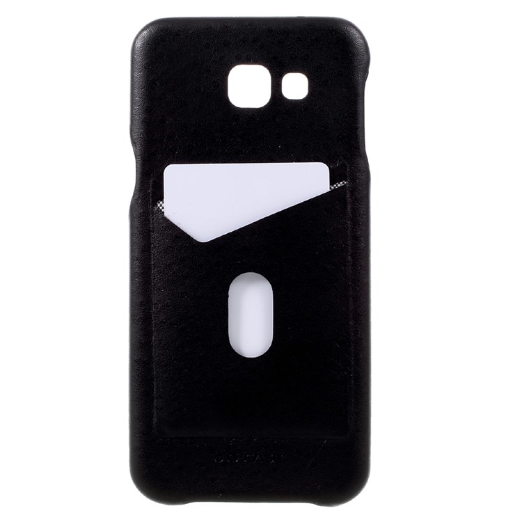 G-CASE Ostrich Texture Leather Coated PC Mobile Case with Card Slot for Samsung Galaxy A8 (2016) - Black-1