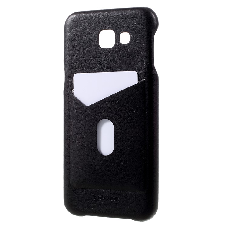 G-CASE Ostrich Texture Leather Coated PC Mobile Case with Card Slot for Samsung Galaxy A8 (2016) - Black-2