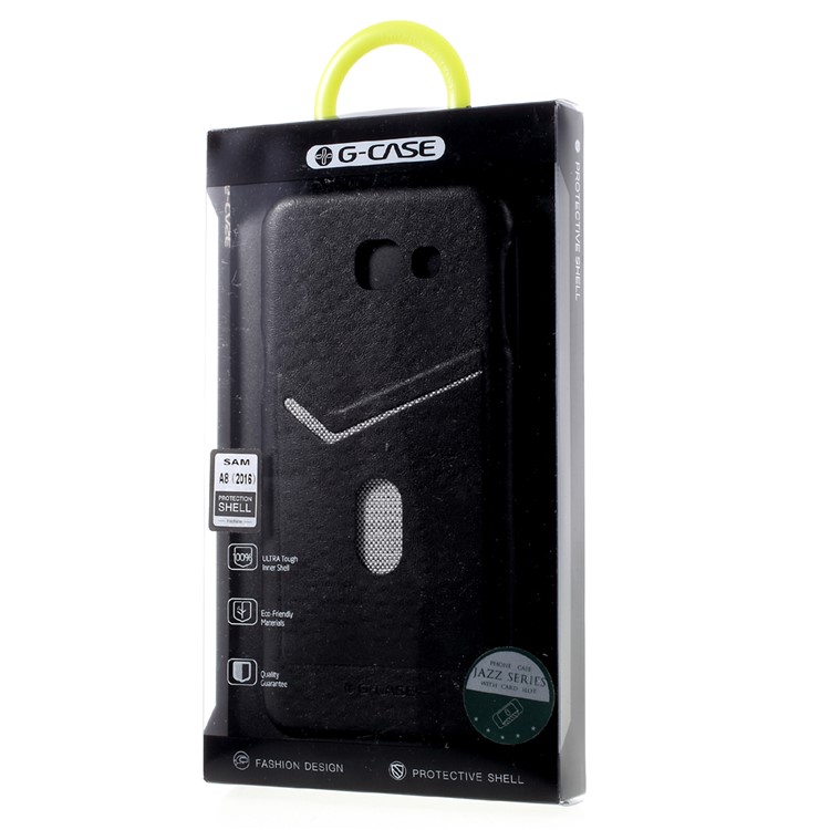 G-CASE Ostrich Texture Leather Coated PC Mobile Case with Card Slot for Samsung Galaxy A8 (2016) - Black-6