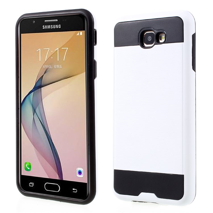 Brushed PC + TPU Combo Cell Phone Cover for Samsung Galaxy J5 Prime/On5 2016 - White-1