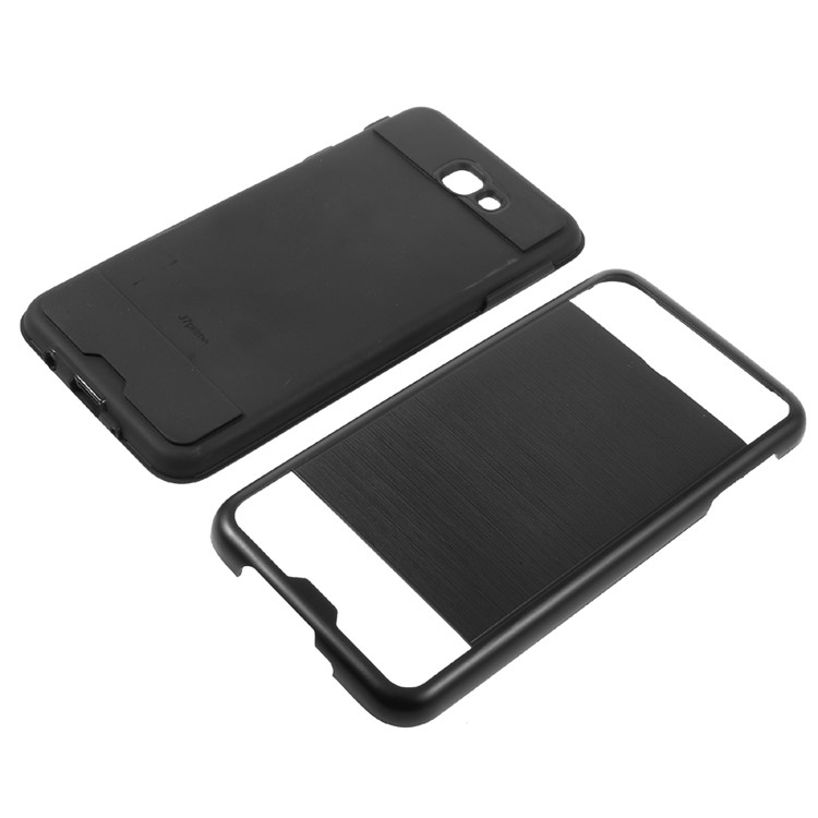 Brushed PC + TPU Hybrid Cell Phone Case for Samsung Galaxy J7 Prime/On7 2016 - Black-6