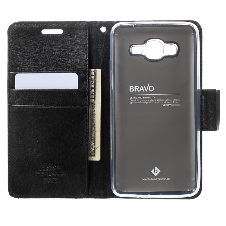 MERCURY GOOSPERY Bravo Diary Wallet Leather Case for Samsung Galaxy J2 Prime / Grand Prime Plus / Prime (2016) - Black-5