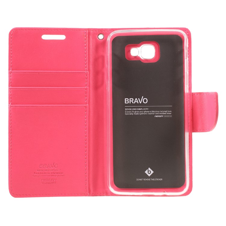 MERCURY GOOSPERY Bravo Diary Wallet Leather Phone Cover for Samsung Galaxy J5 Prime/On5 2016 - Rose-10