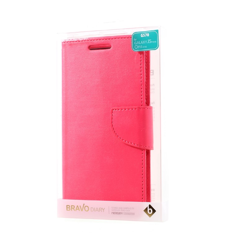 MERCURY GOOSPERY Bravo Diary Wallet Leather Phone Cover for Samsung Galaxy J5 Prime/On5 2016 - Rose-11