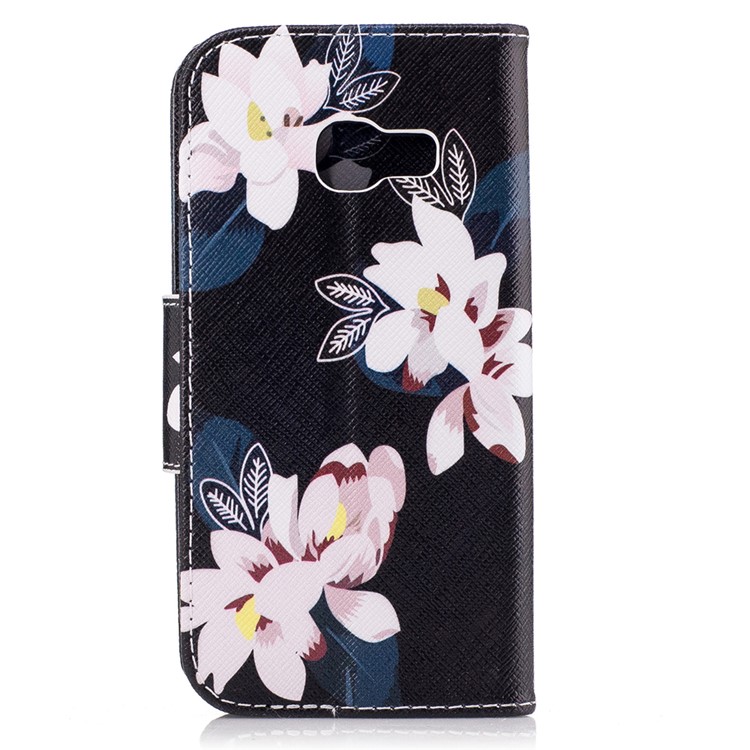 Pattern Printing Leather Wallet Case for Samsung Galaxy A3 (2017) - Pretty Flowers / Black-3