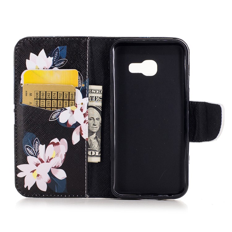 Pattern Printing Leather Wallet Case for Samsung Galaxy A3 (2017) - Pretty Flowers / Black-4