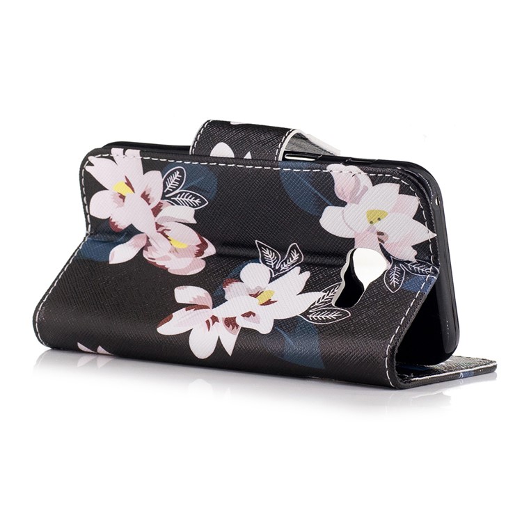 Pattern Printing Leather Wallet Case for Samsung Galaxy A3 (2017) - Pretty Flowers / Black-7