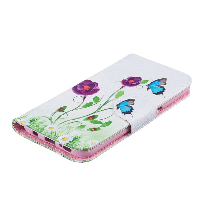 Patterned Wallet Leather Mobile Case for Samsung Galaxy S7 Edge G935 - Purple Flowers & Blue Butterflies-6