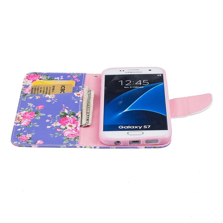 Wallet Leather Stand Case for Samsung Galaxy S7 SM-G930 - Vivid Flowers-8