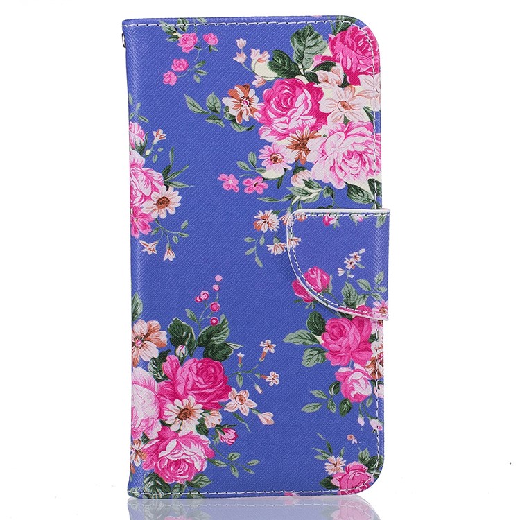 For Samsung Galaxy J7 (2016) J710 Pattern Printing Leather Wallet Mobile Stand Case - Peony-2