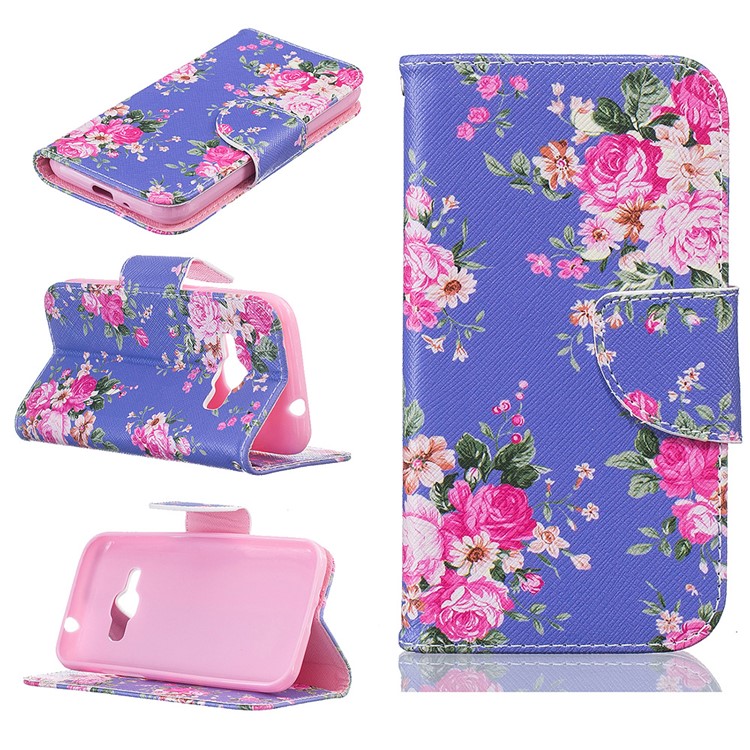 Pattern Printing Leather Wallet Case for Samsung Galaxy J1 (2016) - Vivid Flowers-1