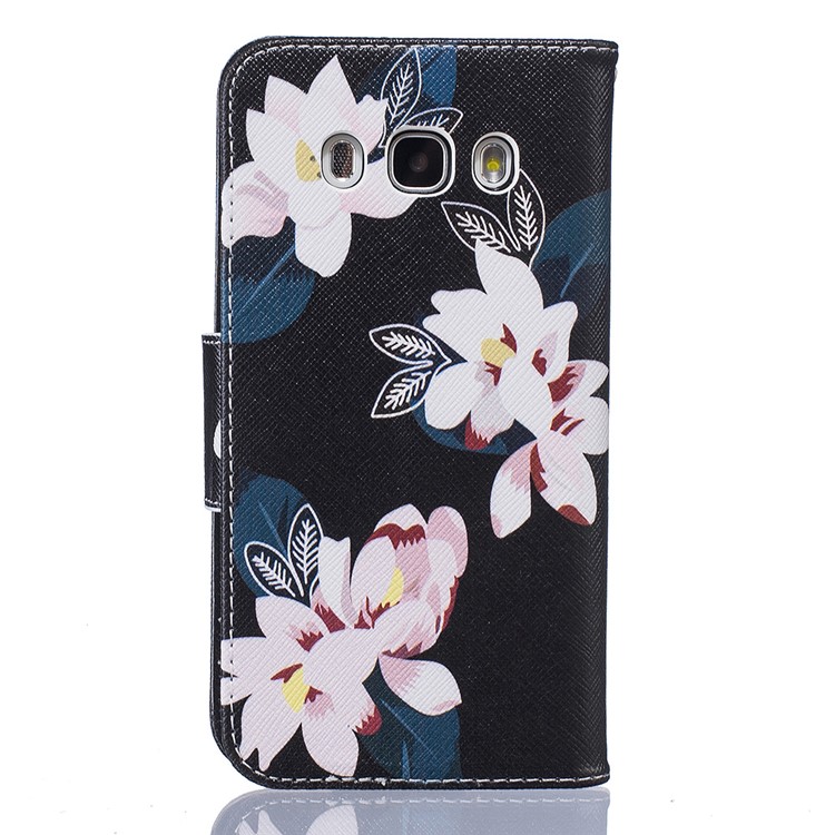 Wallet Leather Stand Case for Samsung Galaxy J5 (2016) SM-J510 - White Flowers-3