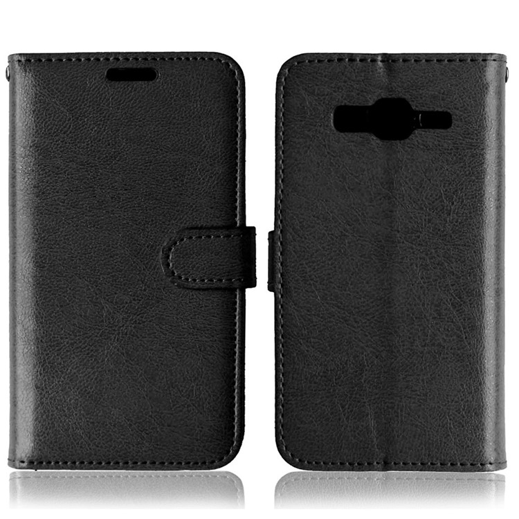 Magnetic Leather Case with ID/Credit Card Slots for Samsung Galaxy On5 - Black-2