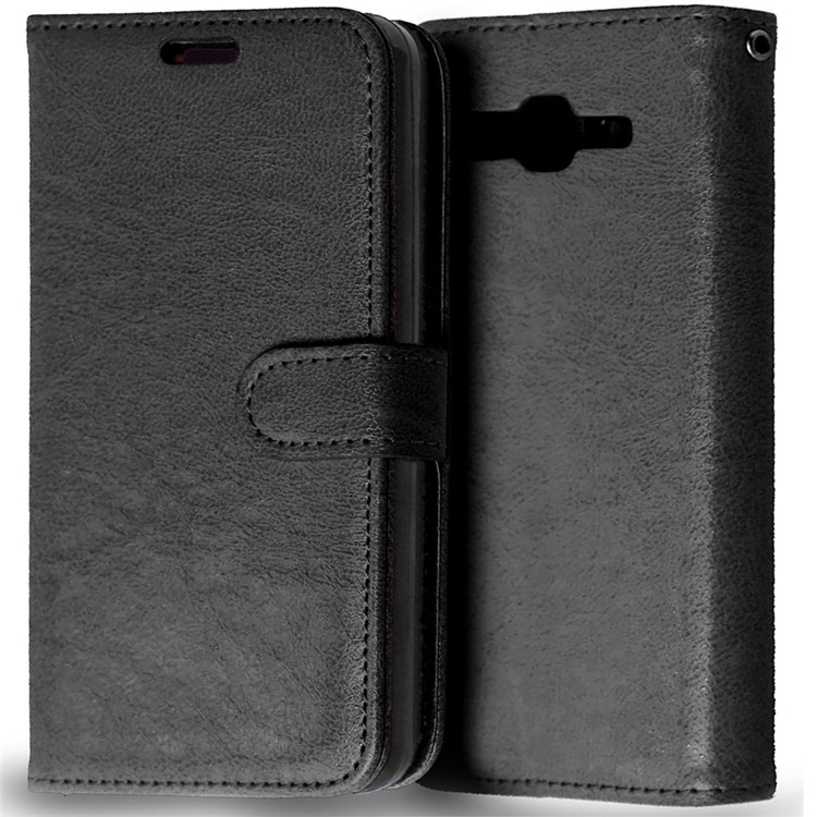 Magnetic Leather Case with ID/Credit Card Slots for Samsung Galaxy On5 - Black-3