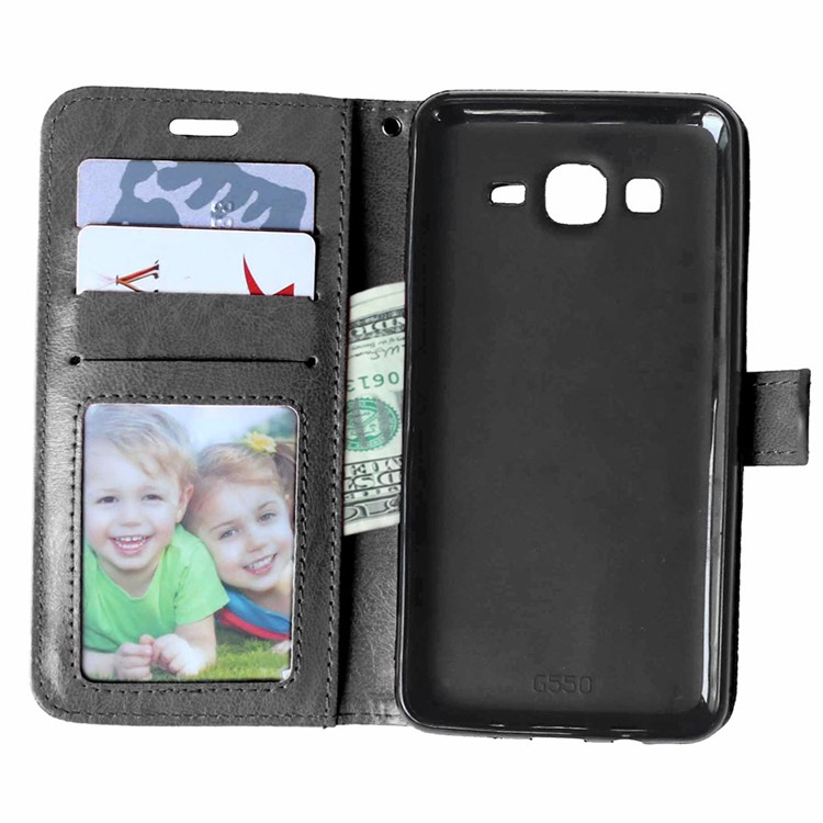 Magnetic Leather Case with ID/Credit Card Slots for Samsung Galaxy On5 - Black-8