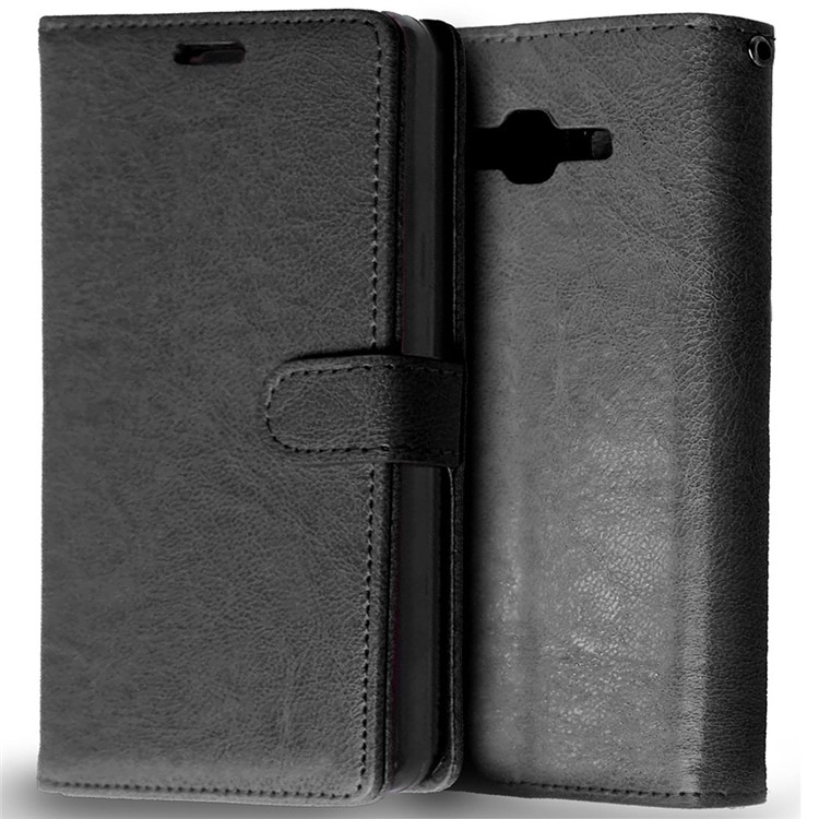PU Leather Phone Case with ID/Credit Card Slots for Samsung Galaxy On7 - Black-2