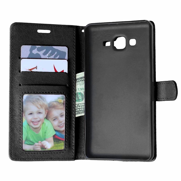 PU Leather Phone Case with ID/Credit Card Slots for Samsung Galaxy On7 - Black-8
