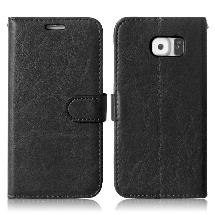 3 Card Slots Leather Mobile Phone Case for Samsung Galaxy S6 G920 - Black-2