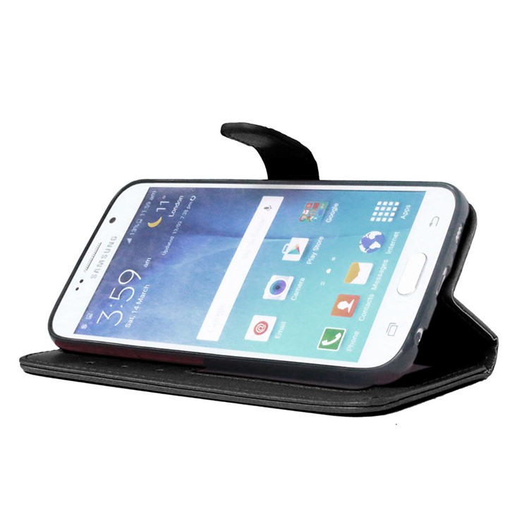3 Card Slots Leather Mobile Phone Case for Samsung Galaxy S6 G920 - Black-3