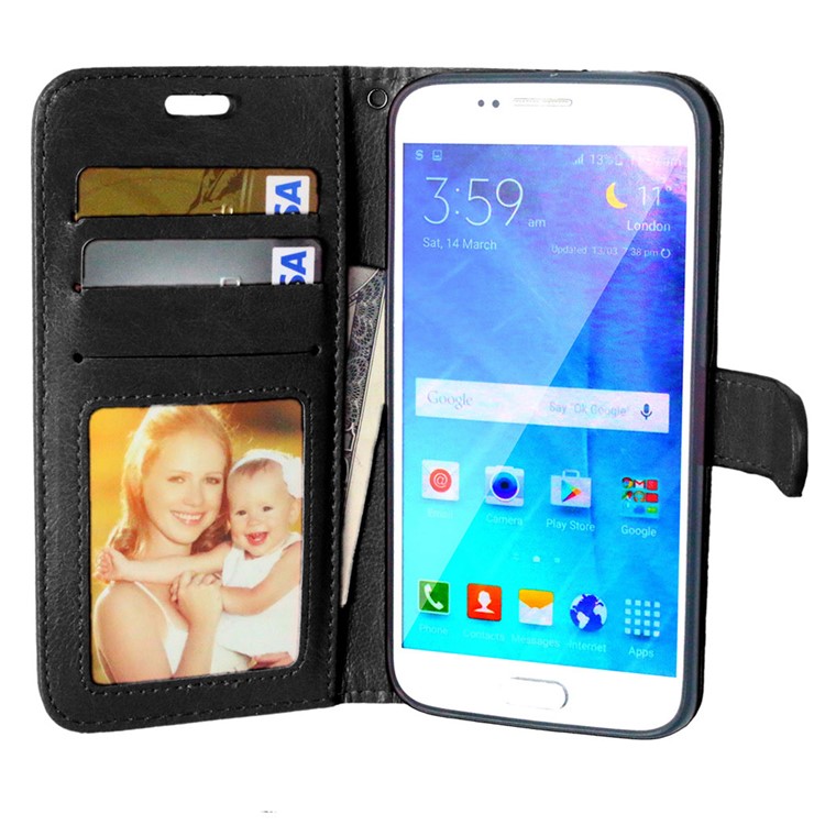 3 Card Slots Leather Mobile Phone Case for Samsung Galaxy S6 G920 - Black-6