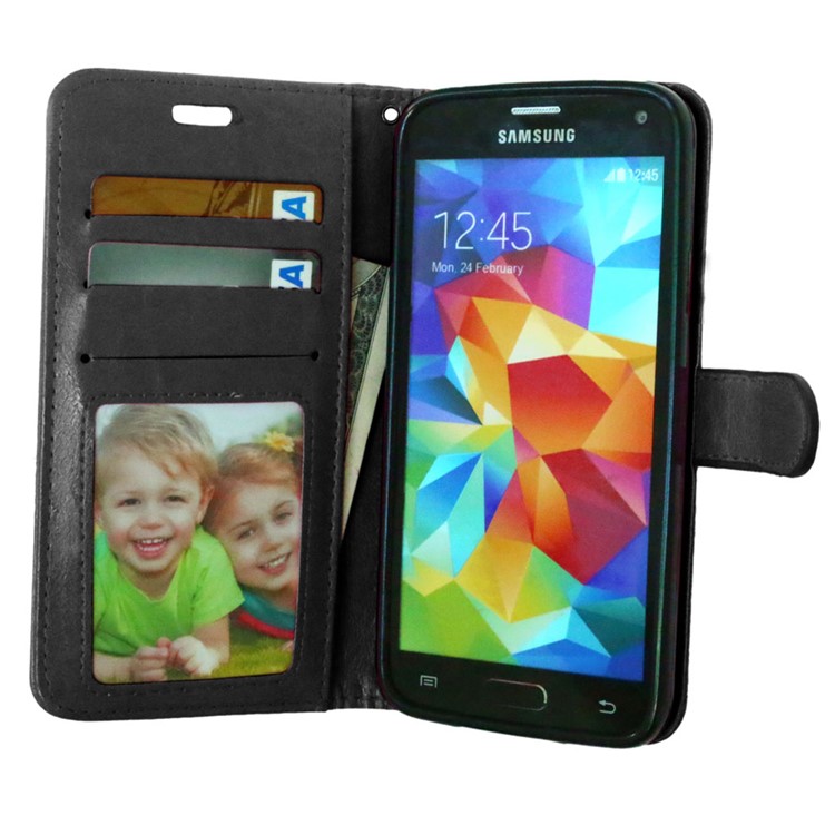 3 Card Slots Leather Mobile Phone Case for Samsung Galaxy S6 G920 - Black-9