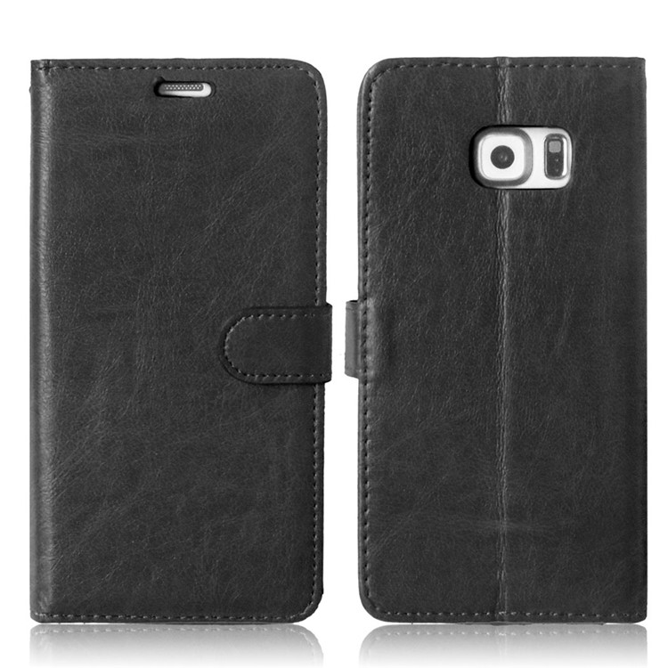 3 Card Slots Wallet Stand Leather Case for Samsung Galaxy S6 edge Plus G928 - Black-6
