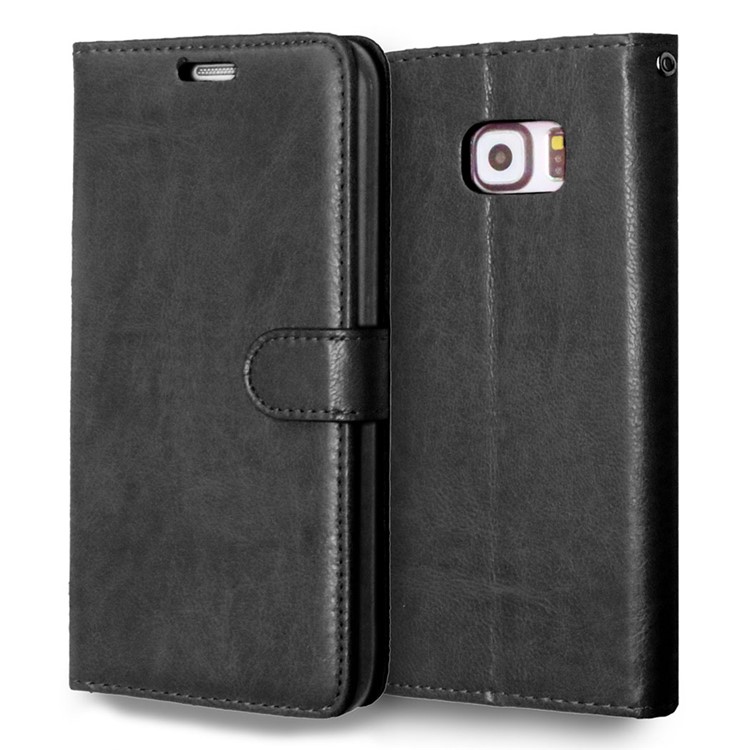 3 Card Slots Wallet Stand Leather Case for Samsung Galaxy S6 edge Plus G928 - Black-7