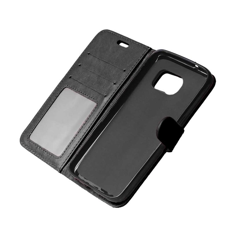 3-Slot Wallet Leather Flip Phone Cover fo Samsung Galaxy S7 SM-G930 - Black-6