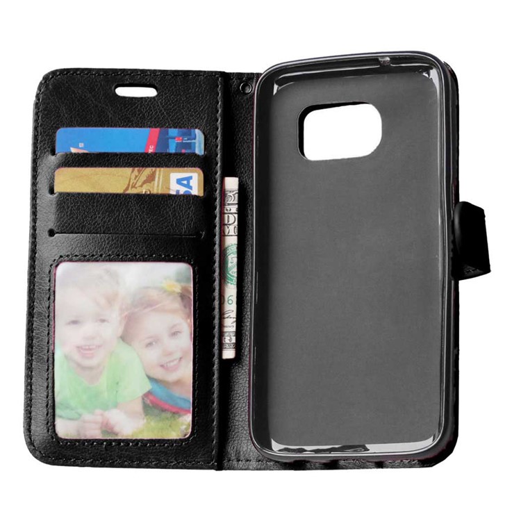 3-Slot Wallet Leather Flip Phone Cover fo Samsung Galaxy S7 SM-G930 - Black-8