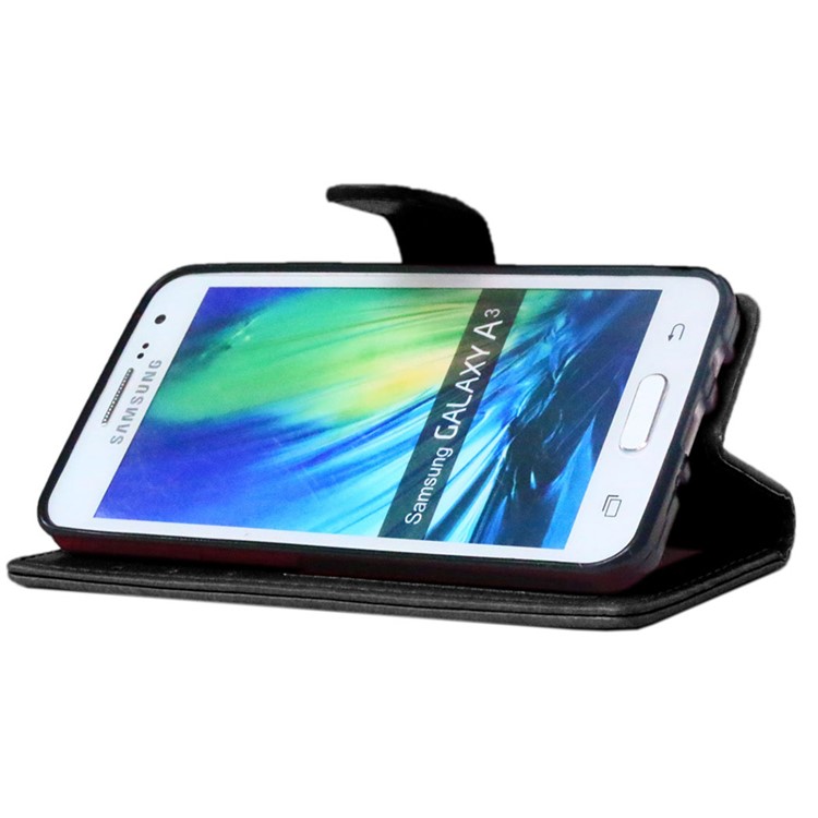 Crazy Horse Leather Wallet Case for Samsung Galaxy A3 SM-A300F - Black-3