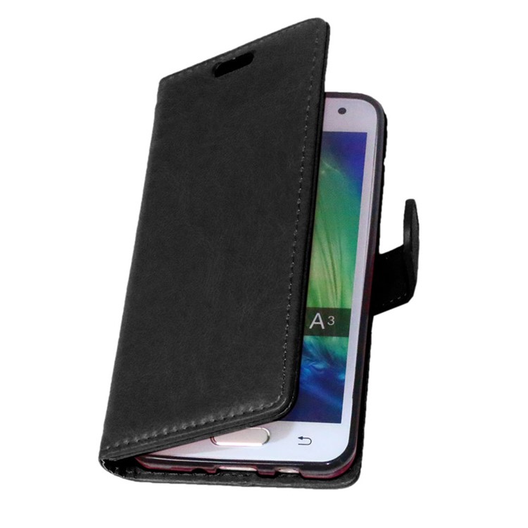 Crazy Horse Leather Wallet Case for Samsung Galaxy A3 SM-A300F - Black-5