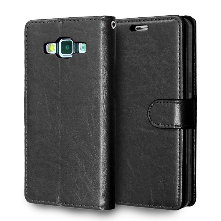 Crazy Horse Wallet Leather Stand Case for Samsung Galaxy A5 SM-A500F - Black-2