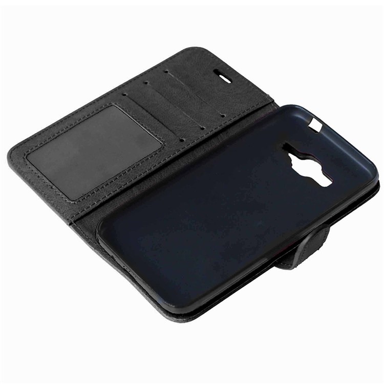 Solid Color Wallet Leather Phone Stand Case for Samsung Galaxy J3 (2016) / J3 - Black-5