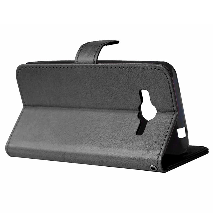 Solid Color Wallet Leather Phone Stand Case for Samsung Galaxy J3 (2016) / J3 - Black-6