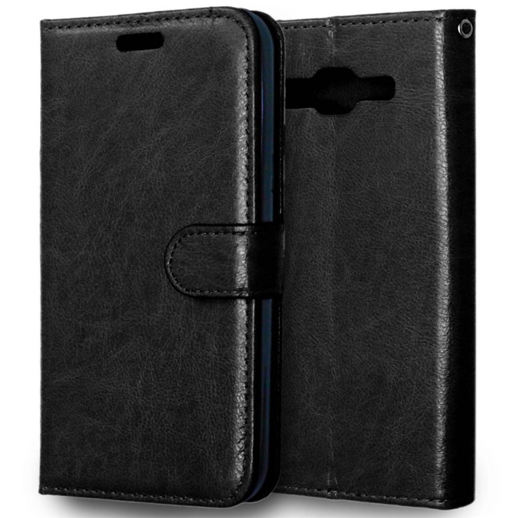 Crazy Horse 3 Card Slots Leather Phone Case for Samsung Galaxy J5 SM-J500F - Black-2