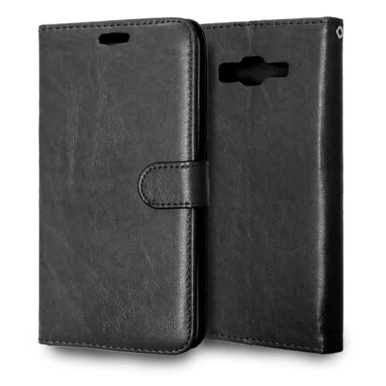 3 Card Slots Leather Flip Stand Phone Case for Samsung Galaxy J7 SM-J700F - Black-4