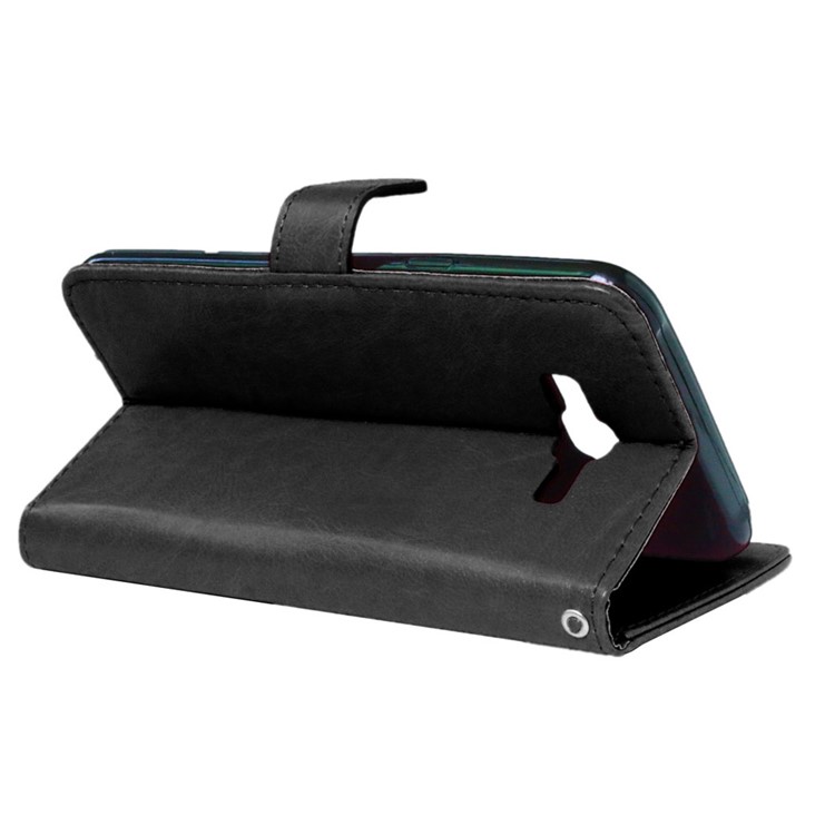 3 Card Slots Leather Flip Stand Phone Case for Samsung Galaxy J7 SM-J700F - Black-6
