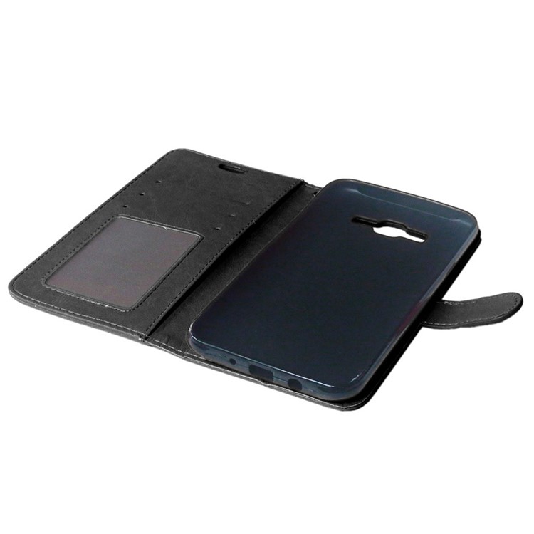 3 Card Slots Leather Flip Stand Phone Case for Samsung Galaxy J7 SM-J700F - Black-8