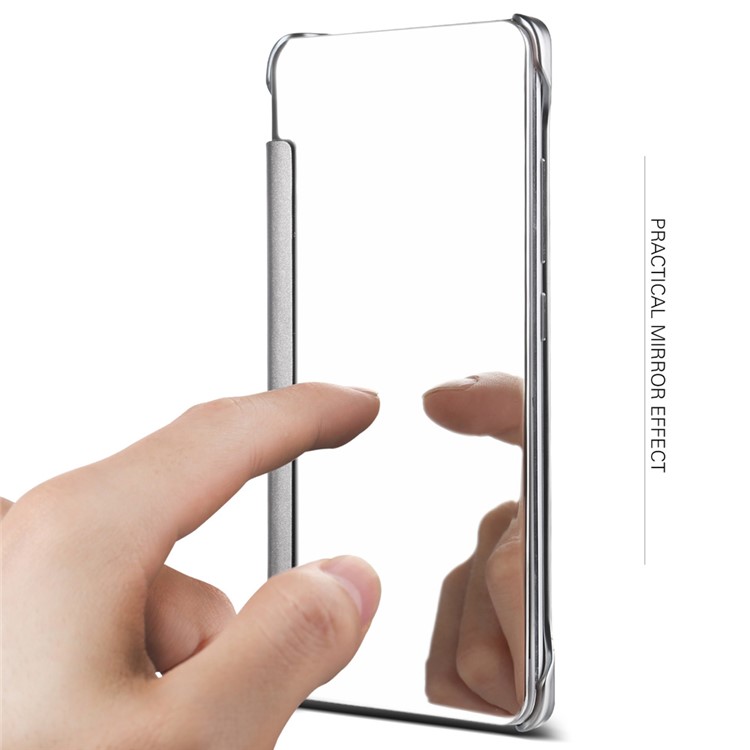 Plated Mirror Surface PC Leather Smart Mobile Shell for Samsung Galaxy A5 (2017) - Silver-3