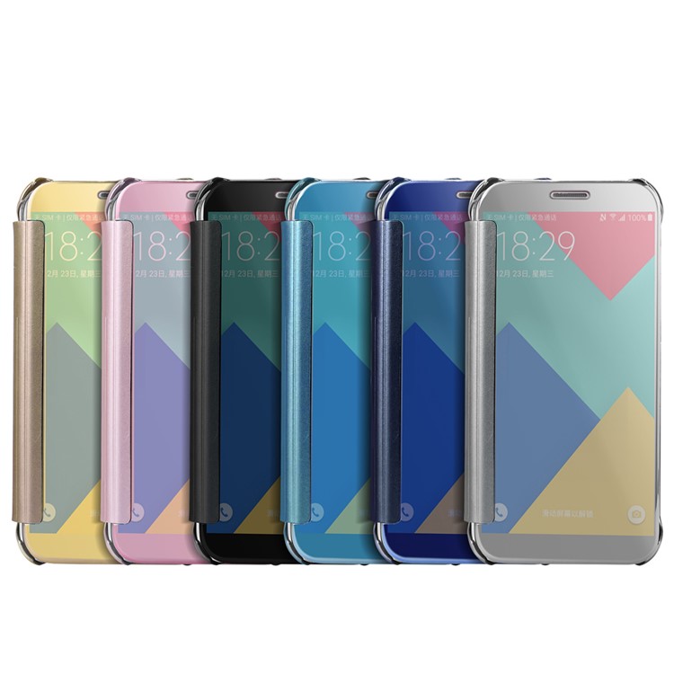 Plated Mirror Surface PC Leather Smart Mobile Shell for Samsung Galaxy A5 (2017) - Silver-4