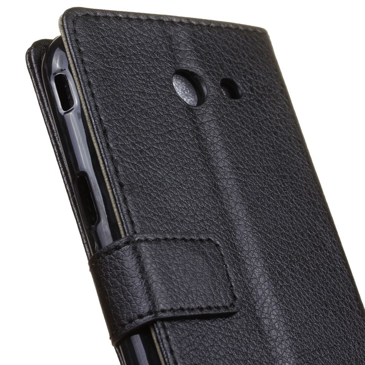 Litchi Grain Leather Wallet Phone Case for Samsung Galaxy J3 Prime - Black-5